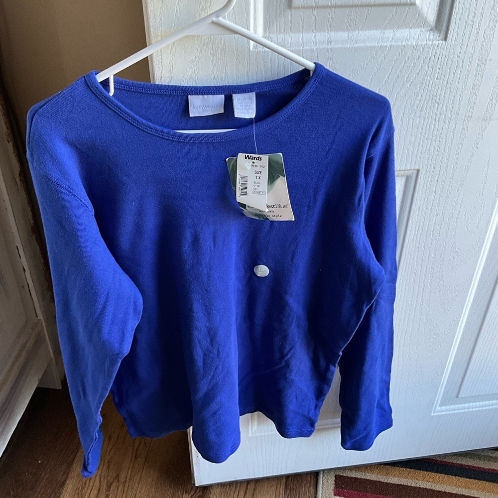 NWT NORTH WEST BLUE 1X LS TEE